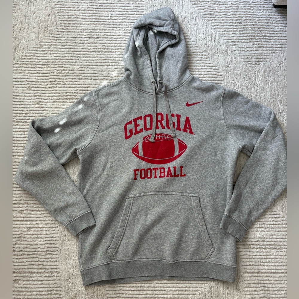 Nike Adult Georgia Bulldogs Football Club Fleece Team Hoodie- Heather Grey- M